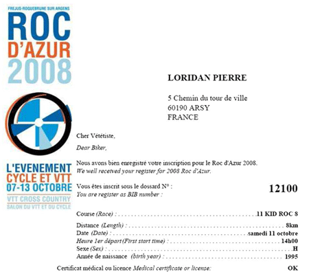 Inscription pour le Roc d'Azur